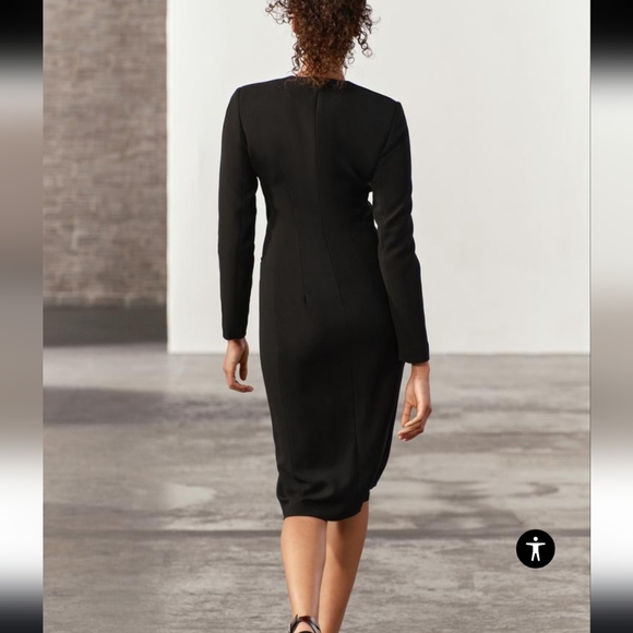 ZARA ZW COLLECTION MIDI DRESS WITH PADDED SHOULDERS- size Small - Picture 5 of 10